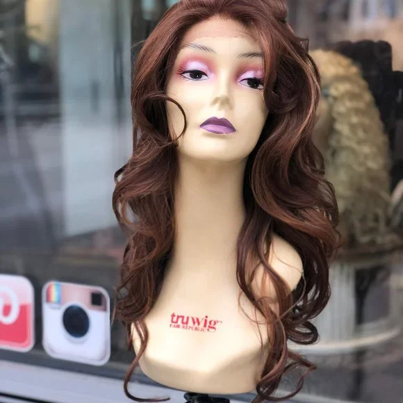 Brown freepart swisslace Lacefront wig 2022 Low Price Swiss Lace Transparent 13X4 Lace Front Reddish  main image 2